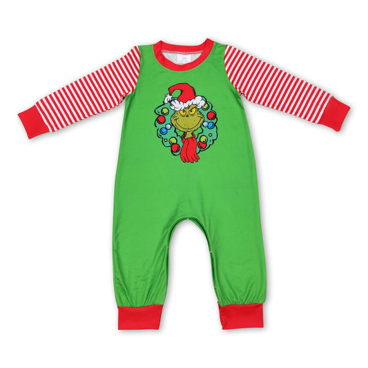 Grüner Strampler für Baby-Jungen mit Gesichtsstreifen für Weihnachten