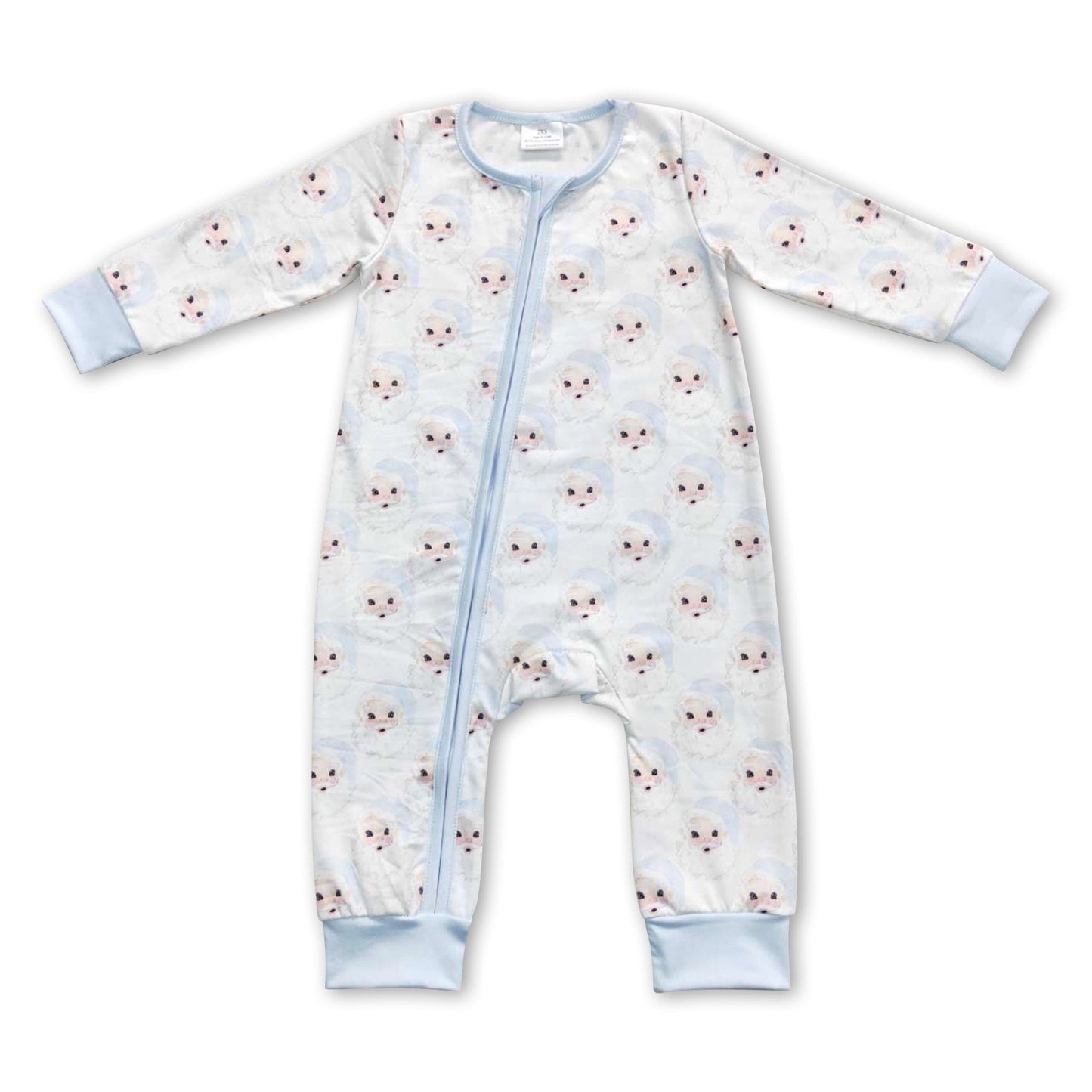 Blauer Weihnachtsstrampler mit Reißverschluss für Babyjungen