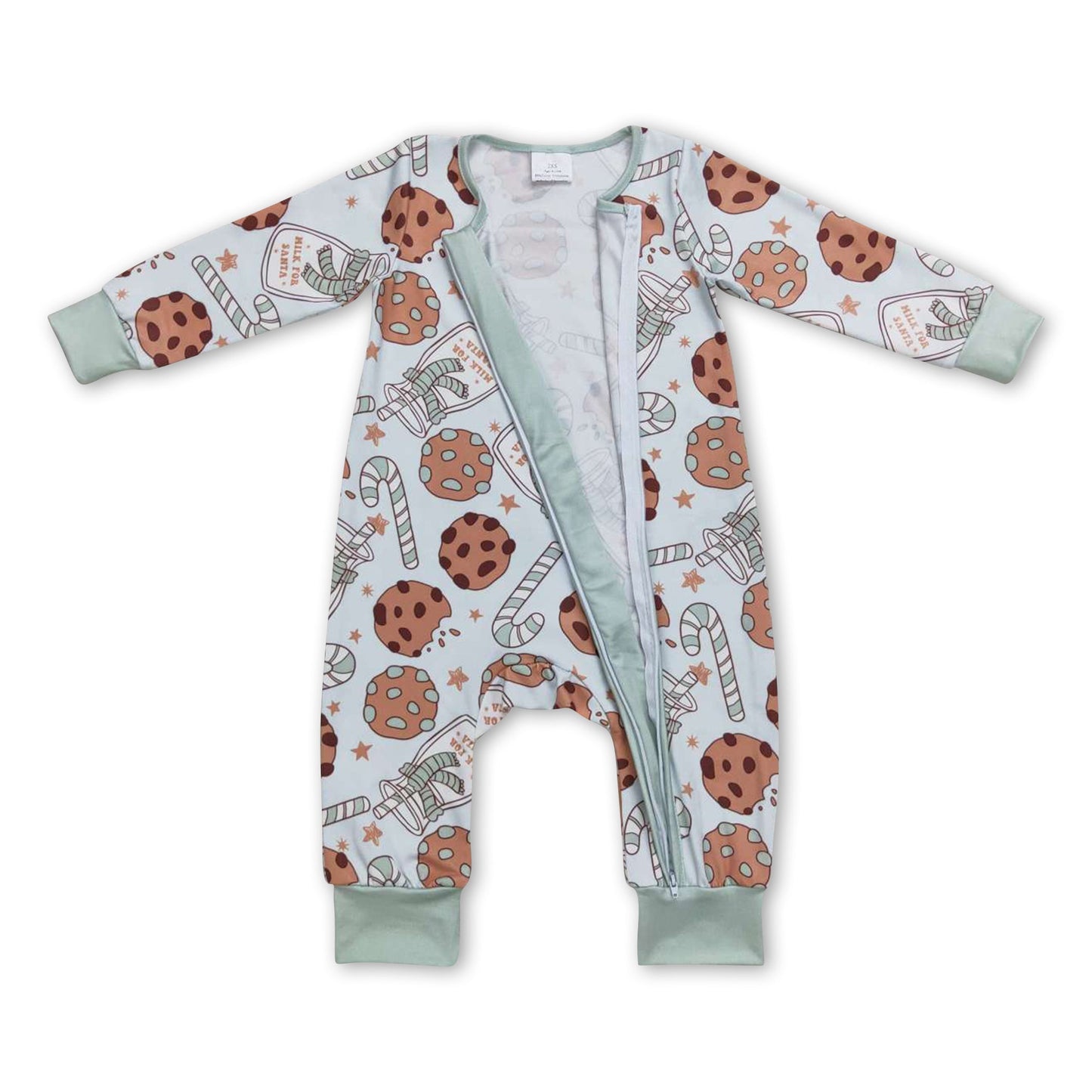 Plätzchen-Milch-Zuckerstangen-Baby-Jungen-Weihnachts-Reißverschlussstrampler