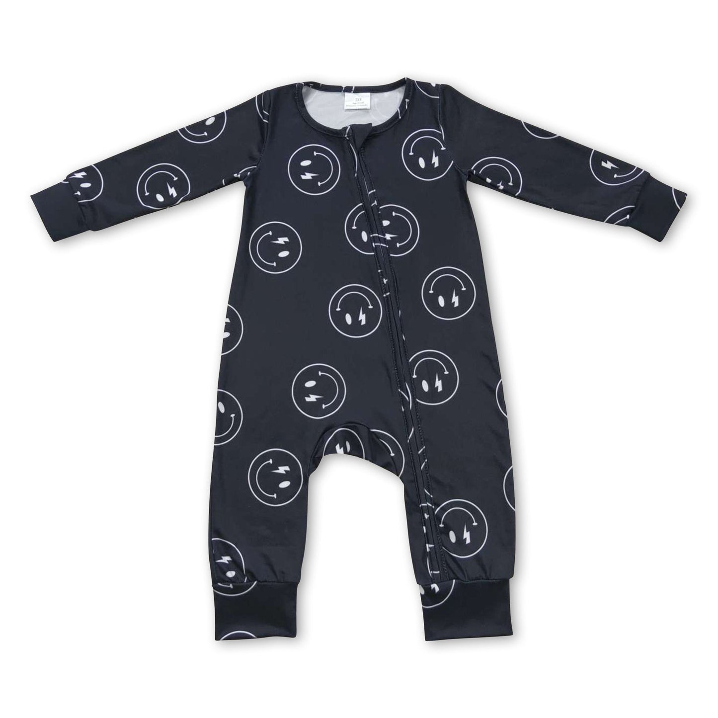 Schwarzer Strampler für Babys und Kinder mit langen Ärmeln und Reißverschluss