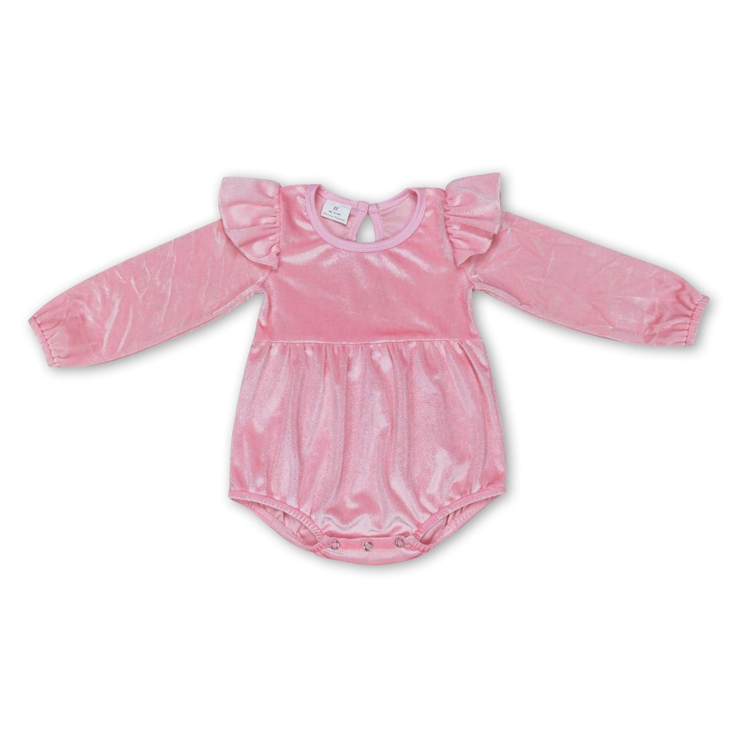 Langarm Rosa Samt Rüschen Strampler für Baby Mädchen