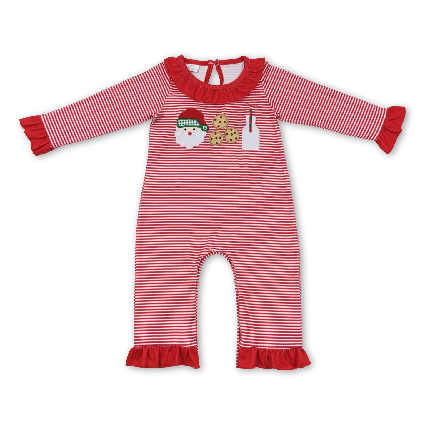 Weihnachtsmann Plätzchen Milch Streifen Langarm Strampler für Baby Mädchen