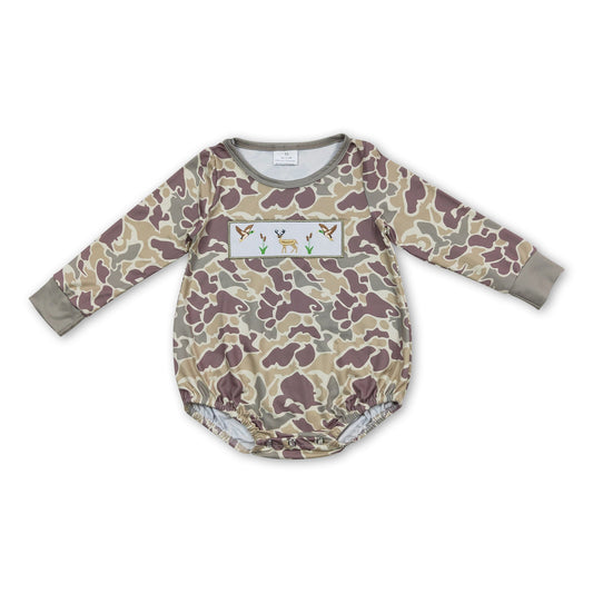 Duck deer camo long sleeves baby boy romper