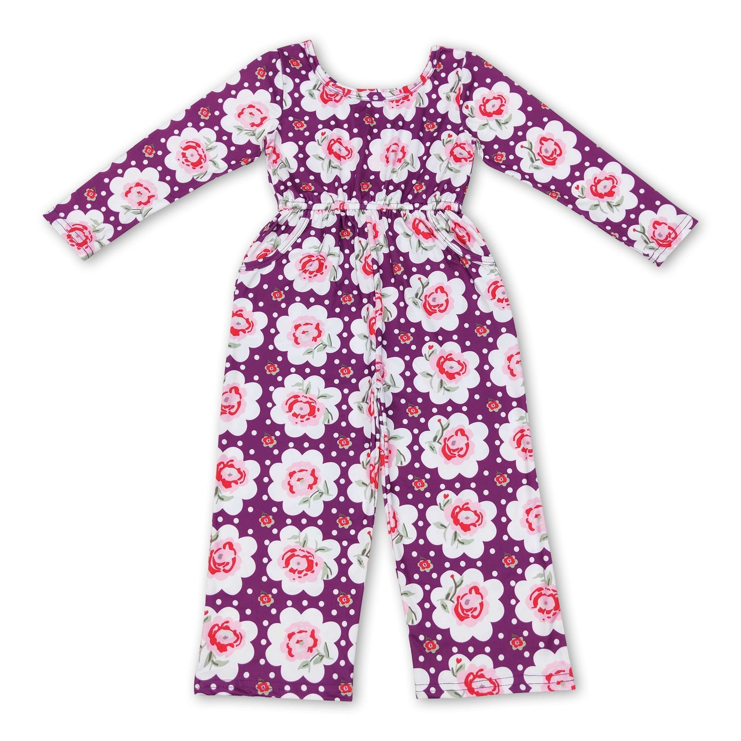Lila geblümter Taschen-Overall für Baby-Mädchen