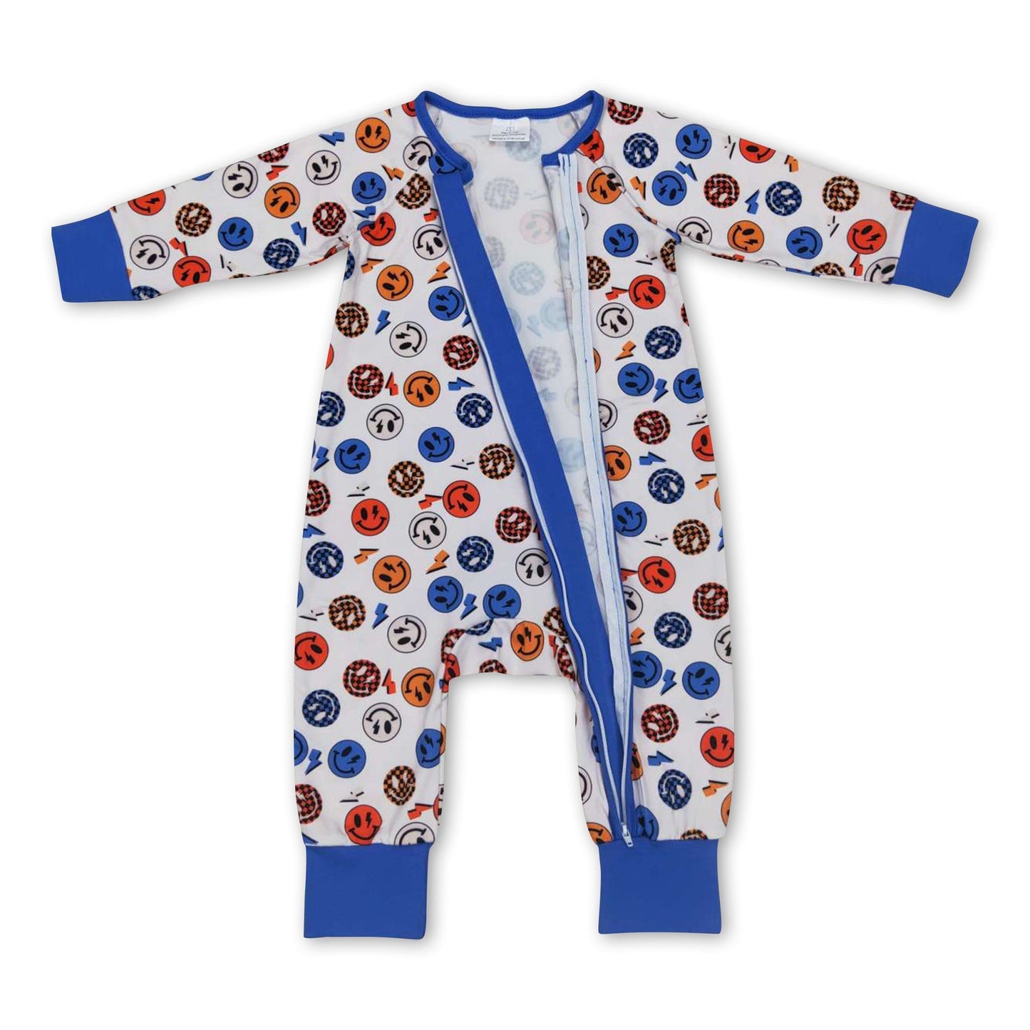 Blauer Strampler mit Reißverschluss und langen Ärmeln für Babys