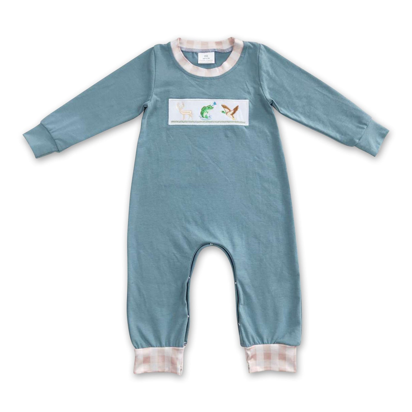 Hirsch Fisch Ente Langarm Baby Jungen Jagd Strampler