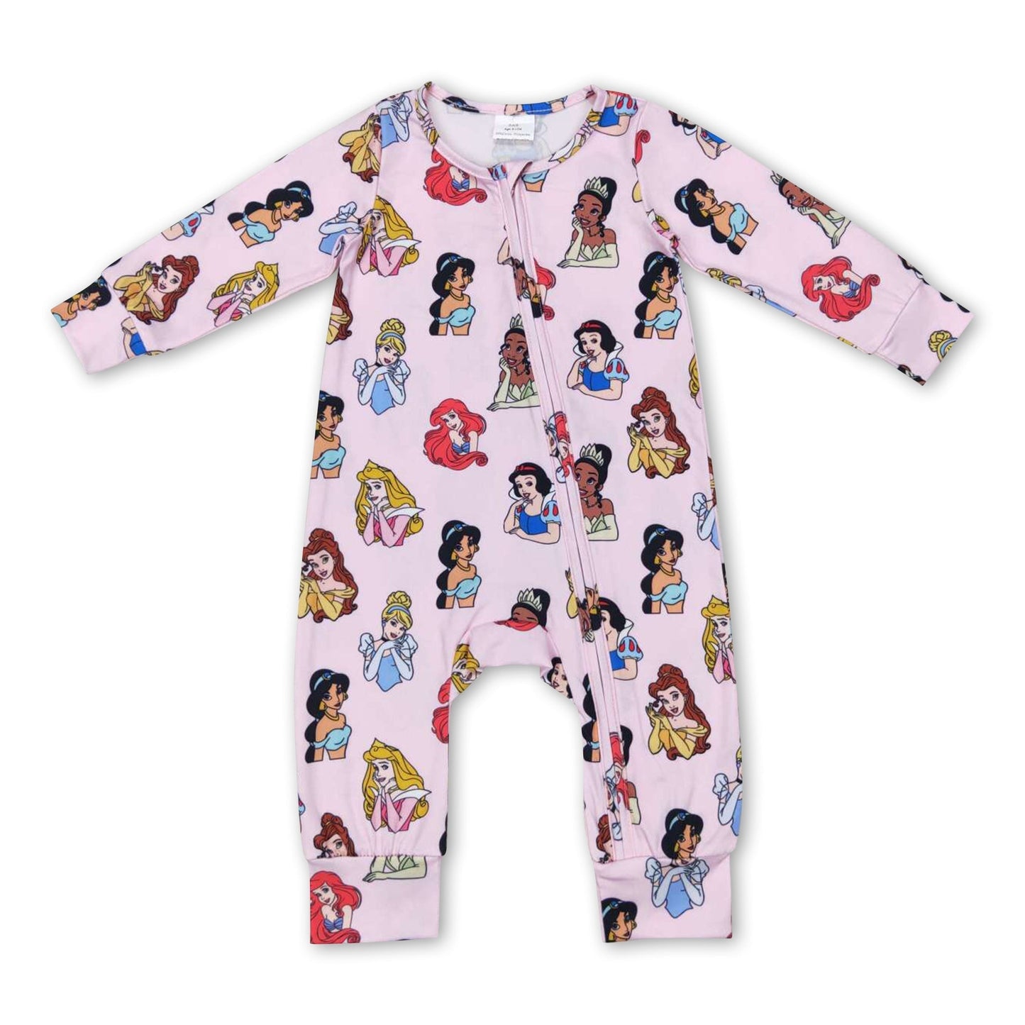 Langarm Rosa Prinzessin Baby Mädchen Strampler mit Reißverschluss