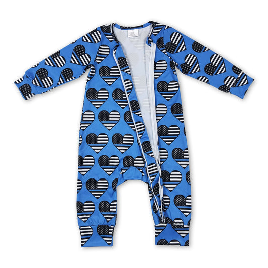 Herz zurück die blaue Flagge Baby Kinder Reißverschluss Strampler