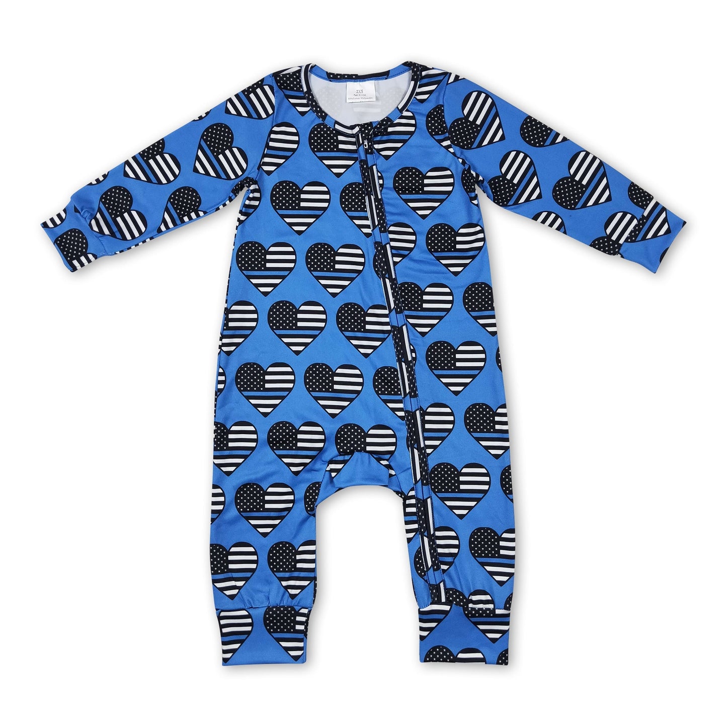 Herz zurück die blaue Flagge Baby Kinder Reißverschluss Strampler