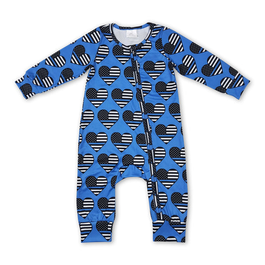 Herz zurück die blaue Flagge Baby Kinder Reißverschluss Strampler