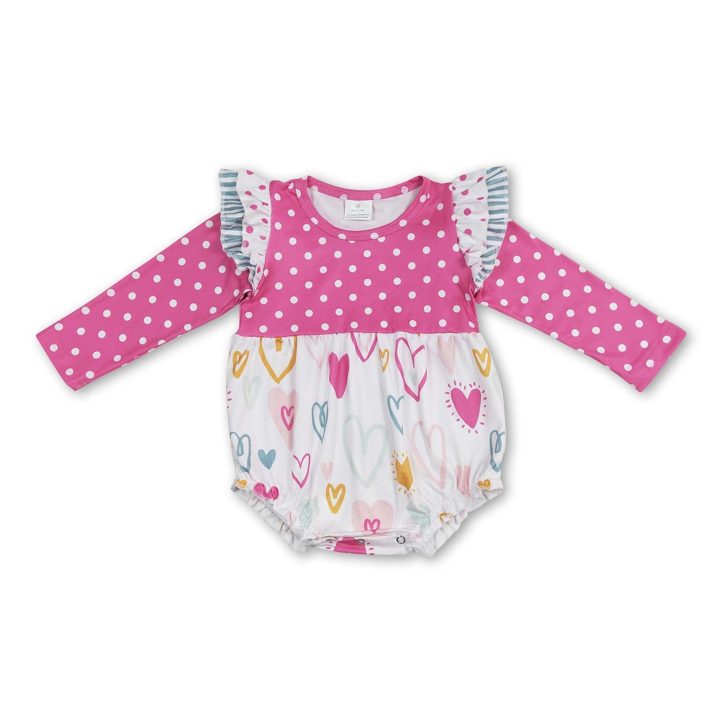 Rosa gepunkteter Herz-Strampler für Baby-Mädchen zum Valentinstag