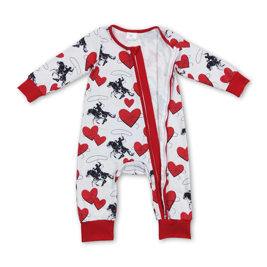 Herzpferd-Rodeo-Baby-Kinder-Western-Strampler für den Valentinstag