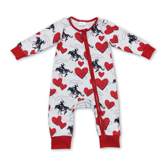 Herzpferd-Rodeo-Baby-Kinder-Western-Strampler für den Valentinstag
