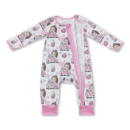 Donut lollipop teacher baby girls valentine's day romper
