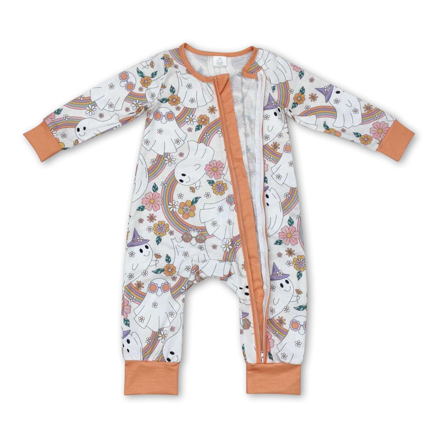 Geister Regenbogen Blumen Baby Mädchen Halloween Strampler mit Reißverschluss