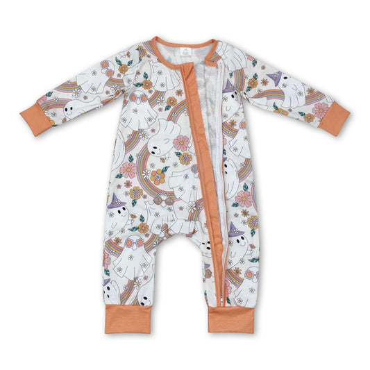 Geister Regenbogen Blumen Baby Mädchen Halloween Strampler mit Reißverschluss