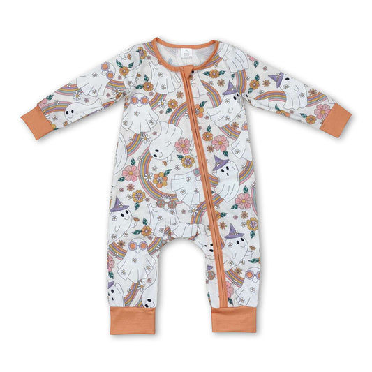 Geister Regenbogen Blumen Baby Mädchen Halloween Strampler mit Reißverschluss