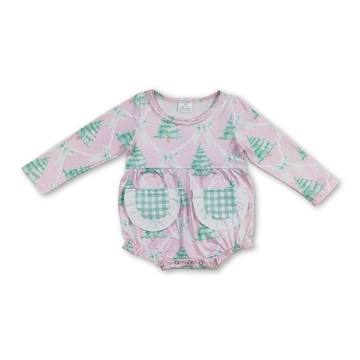 Langärmeliger Weihnachtsbaum Strampler für Baby Mädchen
