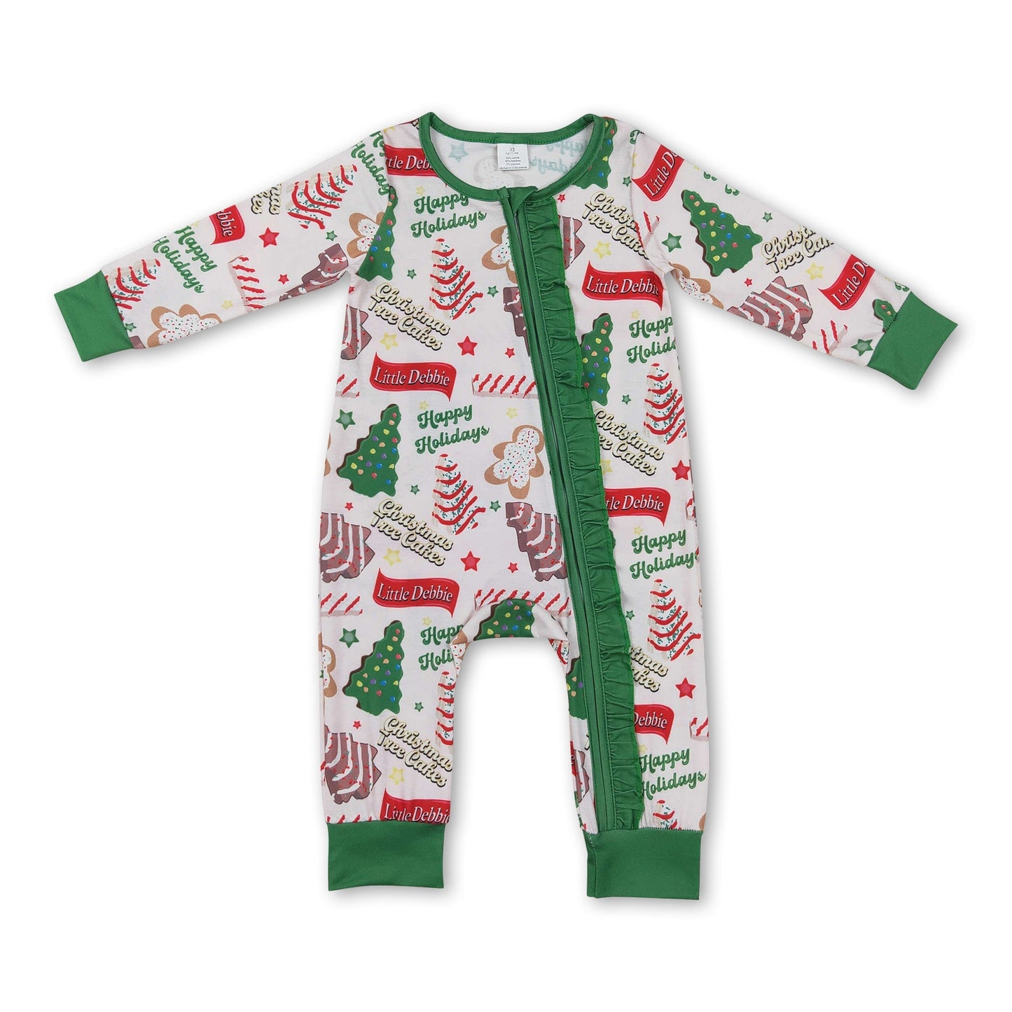 Weihnachtsbaumkuchen Lebkuchen Baby Mädchen Reißverschluss Strampler
