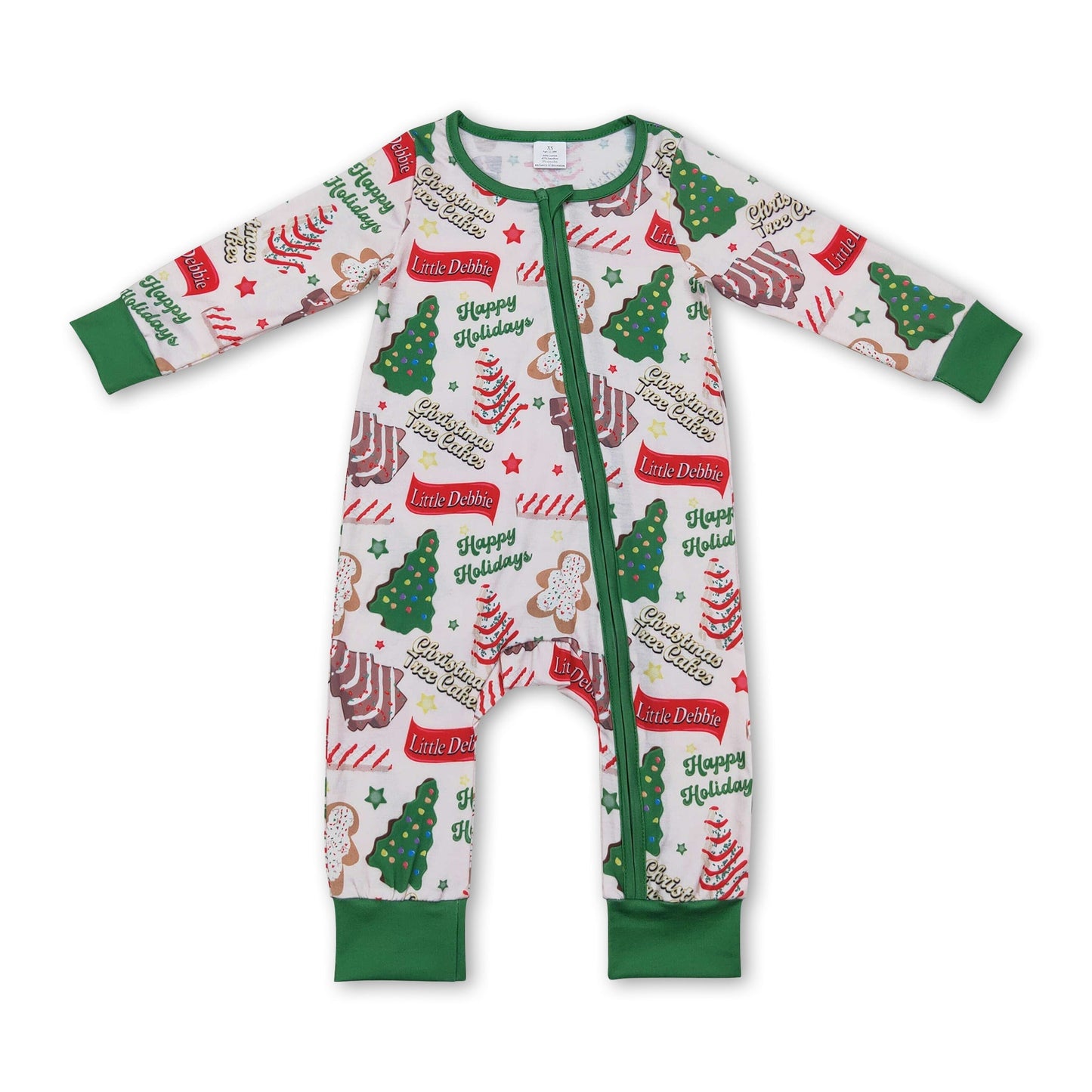 Weihnachtsbaumkuchen Lebkuchen Baby Jungen Strampler mit Reißverschluss