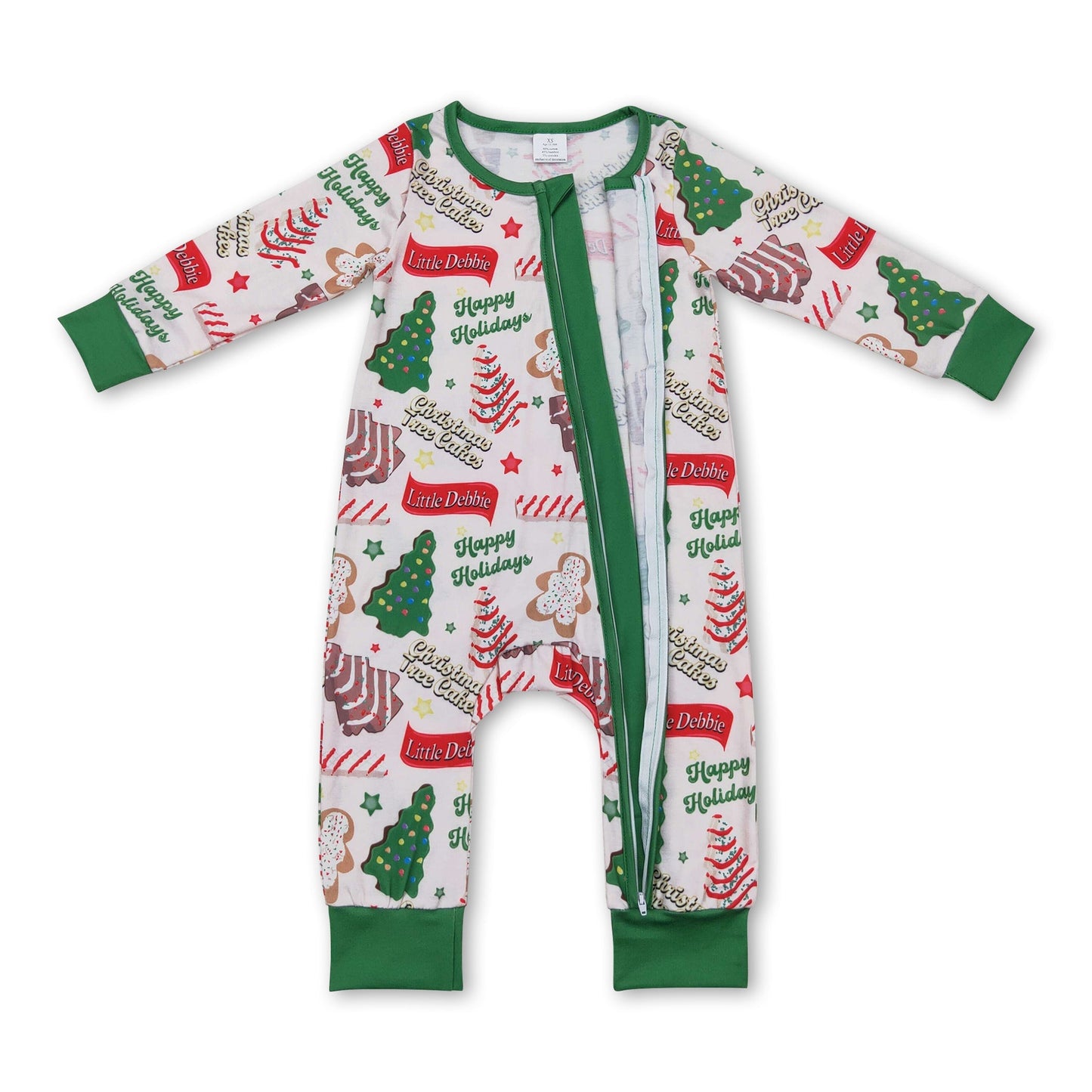 Weihnachtsbaumkuchen Lebkuchen Baby Jungen Strampler mit Reißverschluss