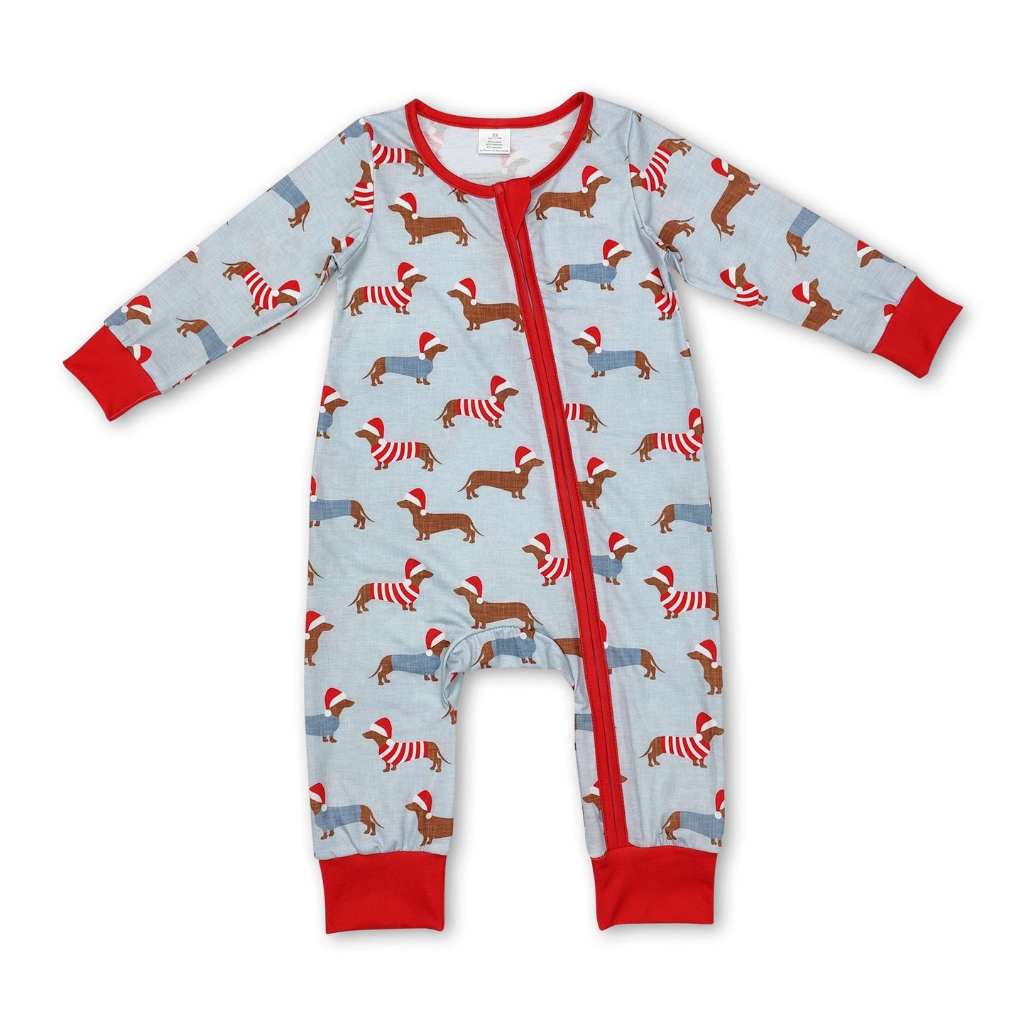 Langarm Hunde Baby Jungen Weihnachts Reißverschluss Strampler