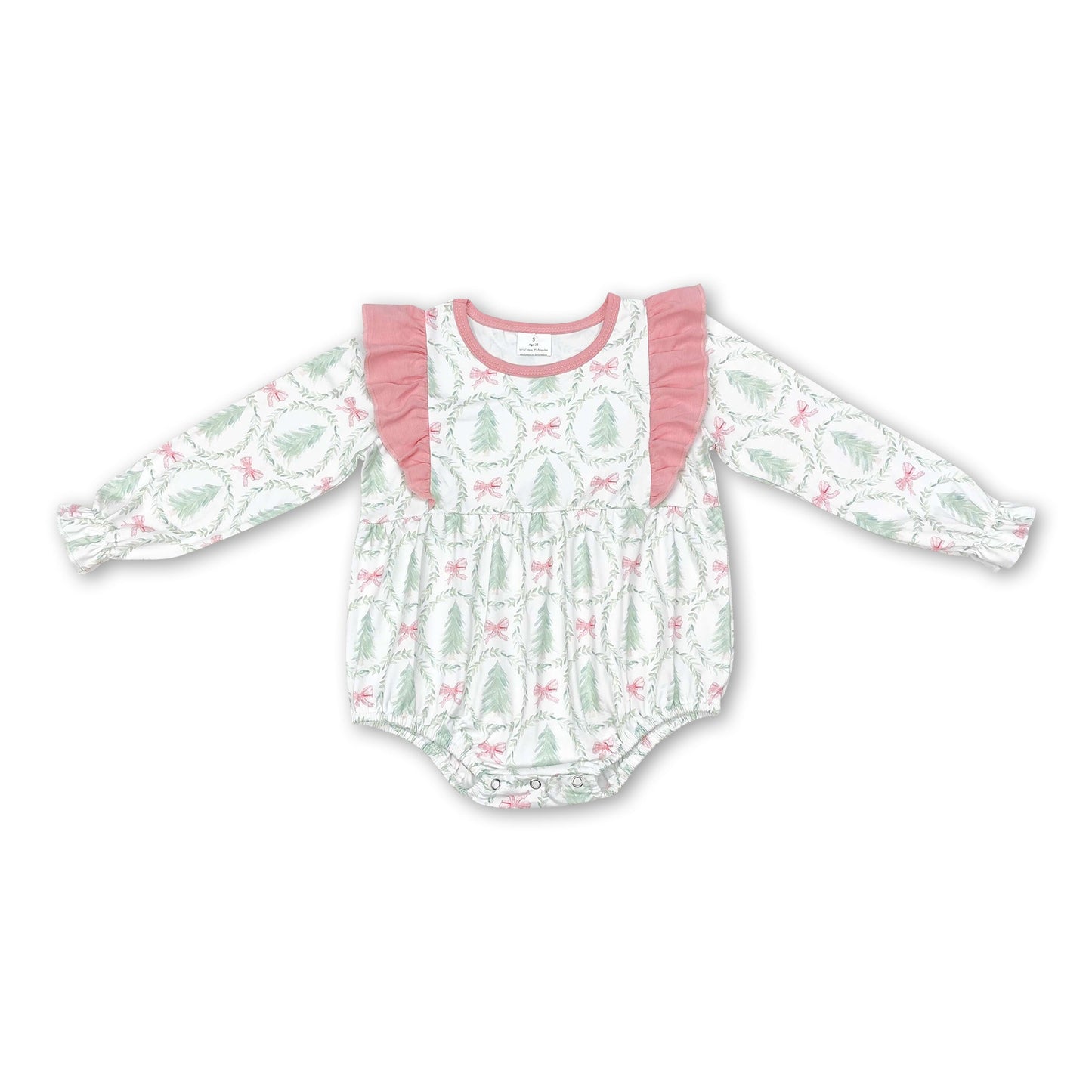 Langarm-Weihnachtsbaumschleifen-Strampler für Baby-Mädchen