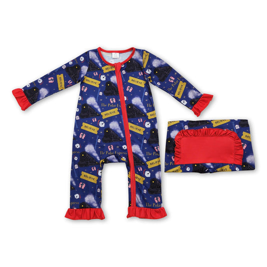 Zug Baby Mädchen Weihnachtsstrampler mit Reißverschluss