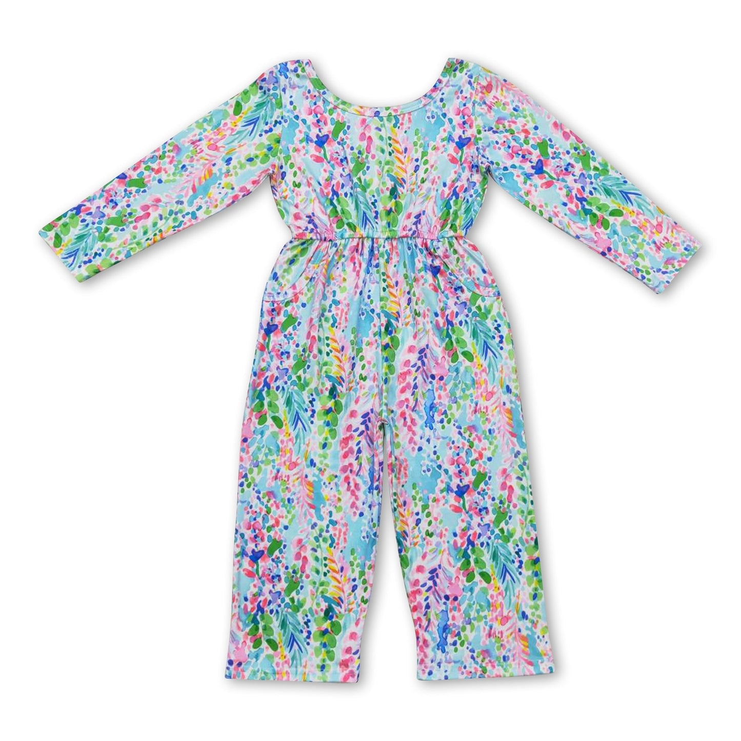 Langärmliger Baby-Strampler für Mädchen mit aquarellartigen Blumen
