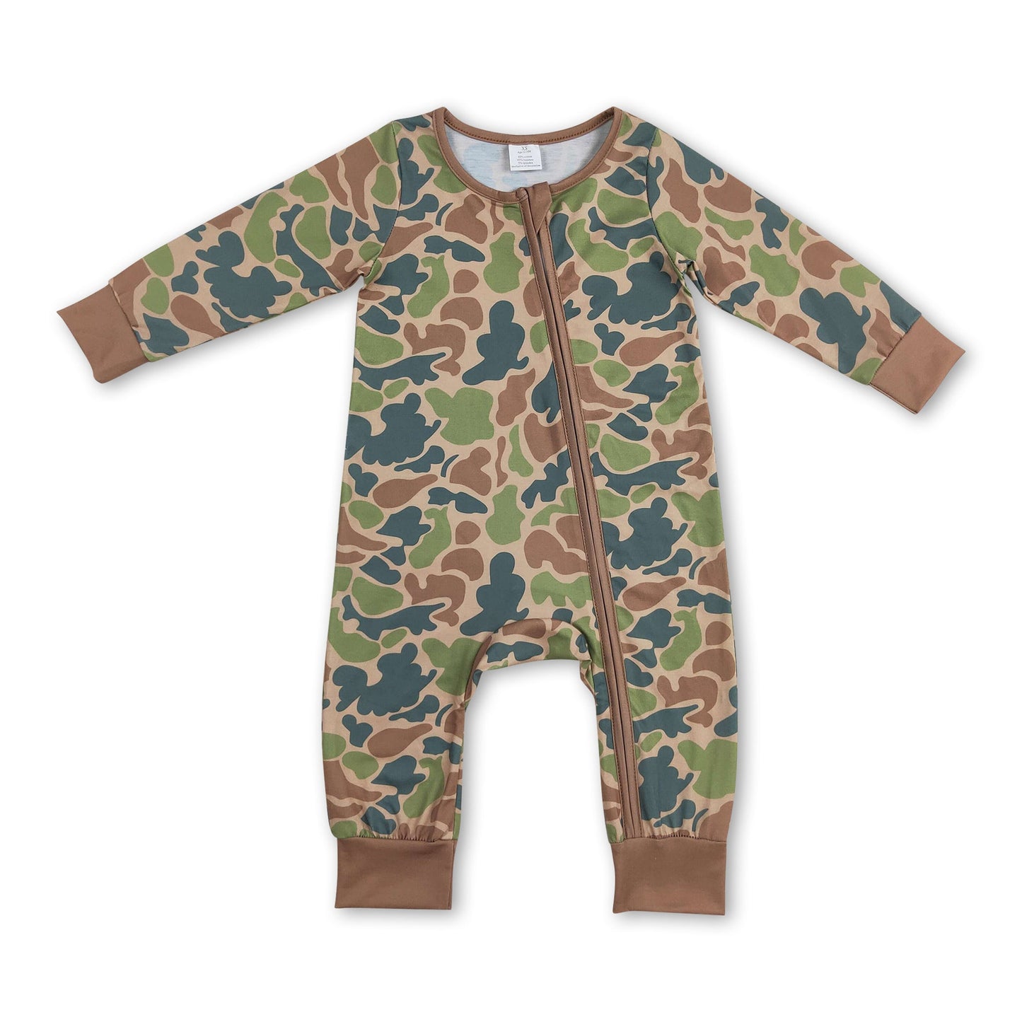 Langärmeliger Camouflage Baby-Jungen Reißverschluss-Strampler