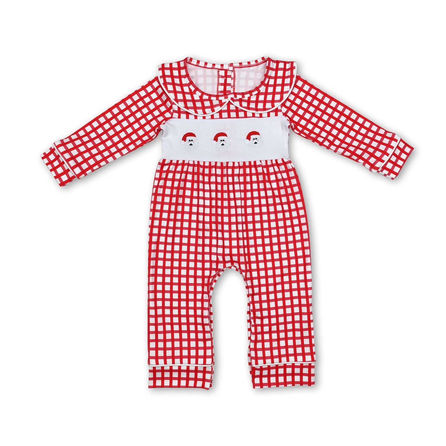 Rot karierter langärmliger Weihnachtsstrampler für Babys