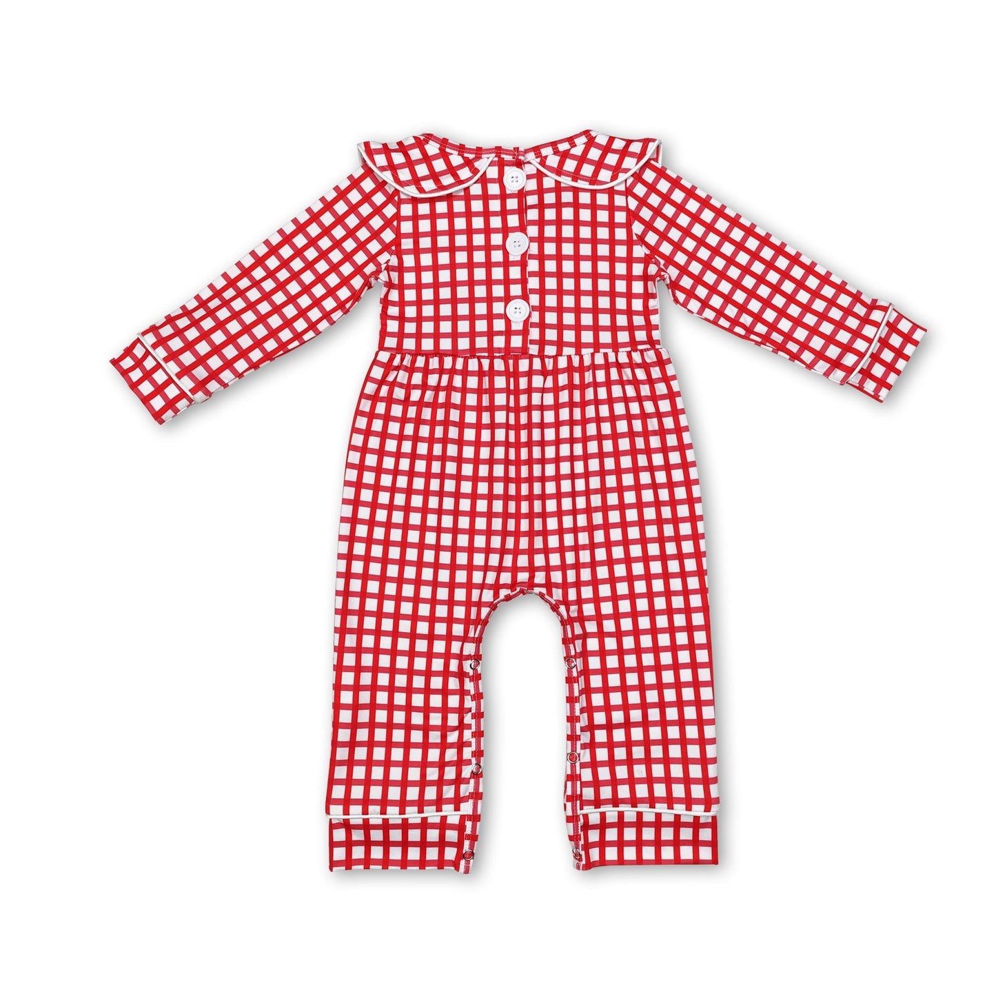 Rot karierter langärmliger Weihnachtsstrampler für Babys