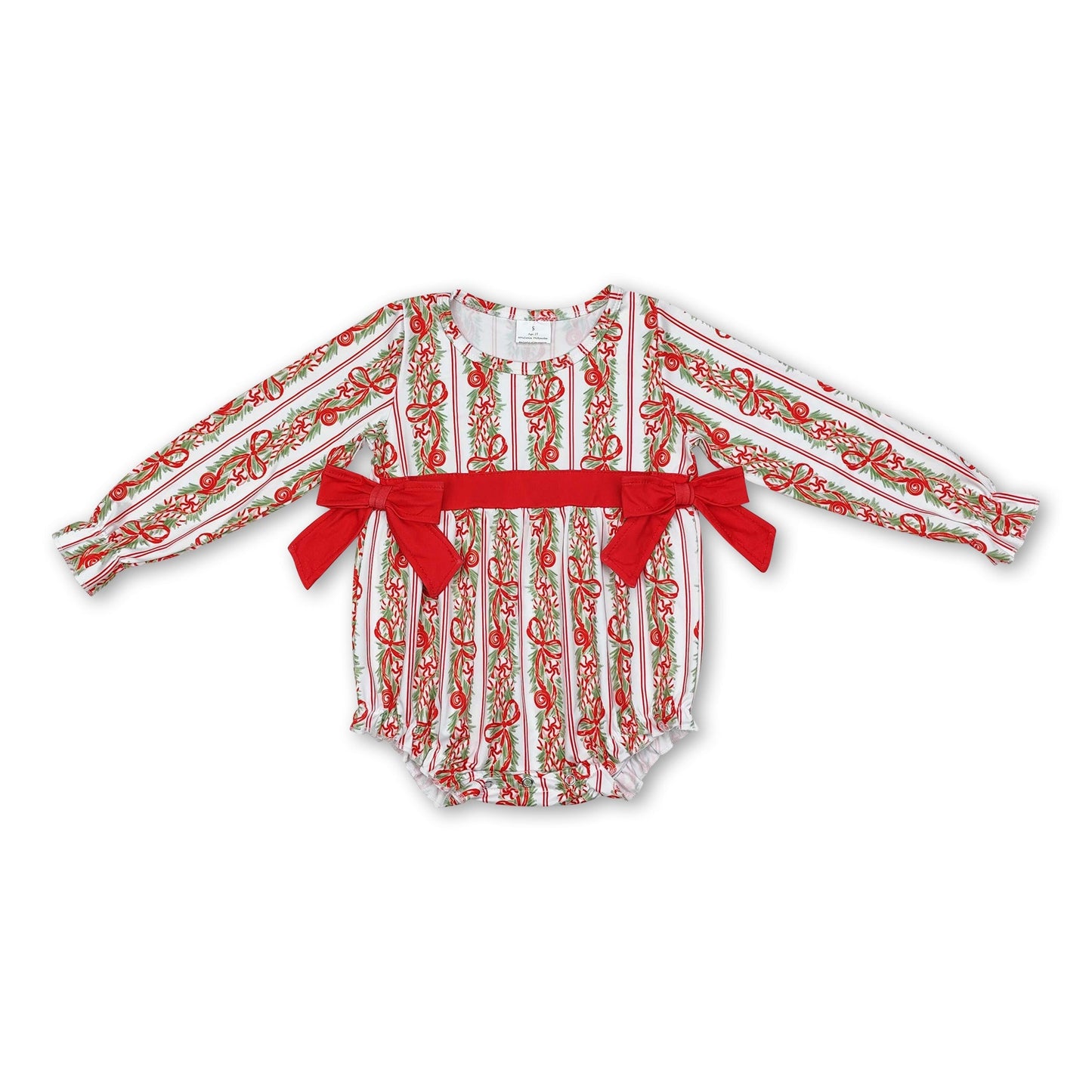 Langarm Strampler mit Schleife für Baby-Mädchen zu Weihnachten