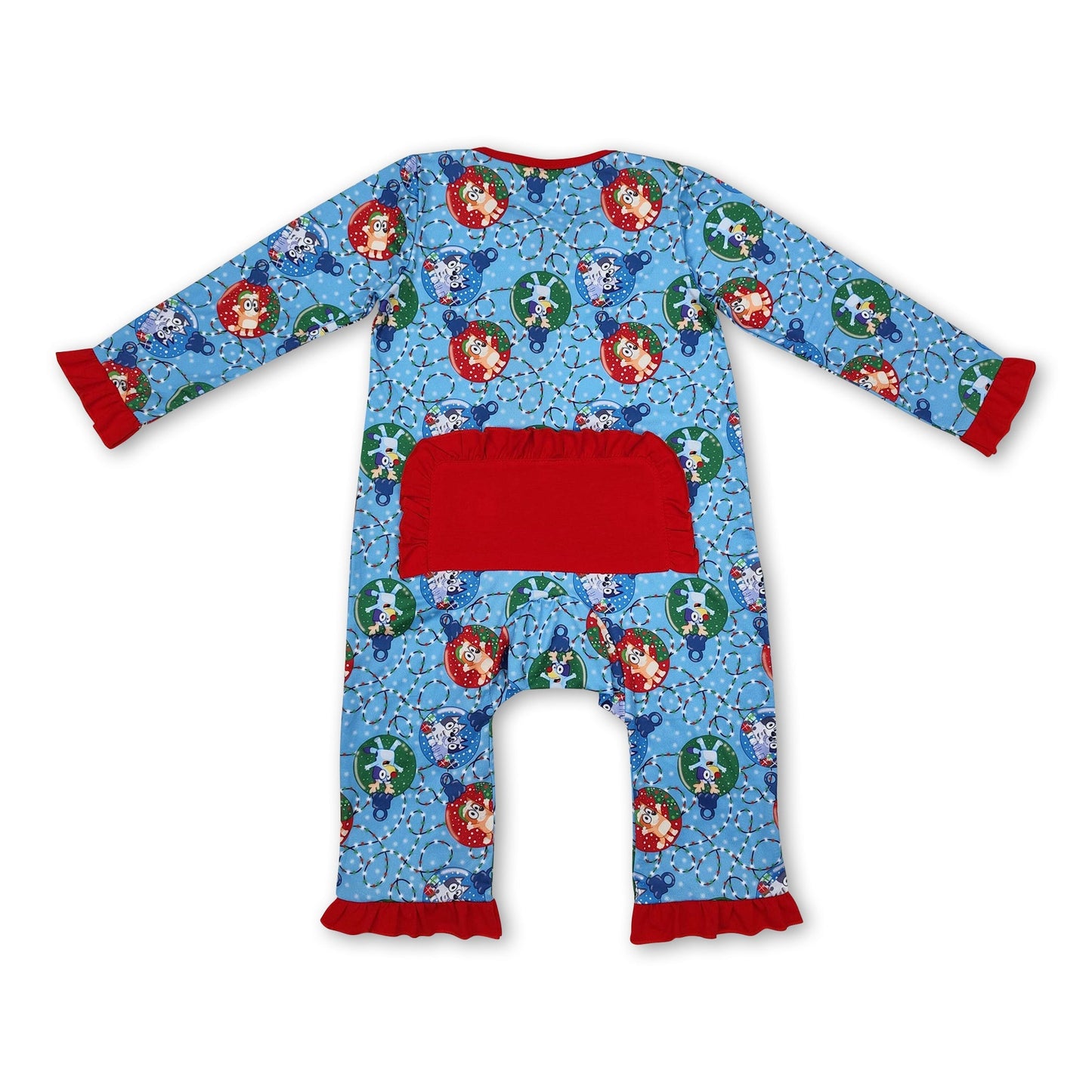 Langarm-Strampler mit Glöckchen für Baby-Mädchen, Weihnachts-Reißverschluss