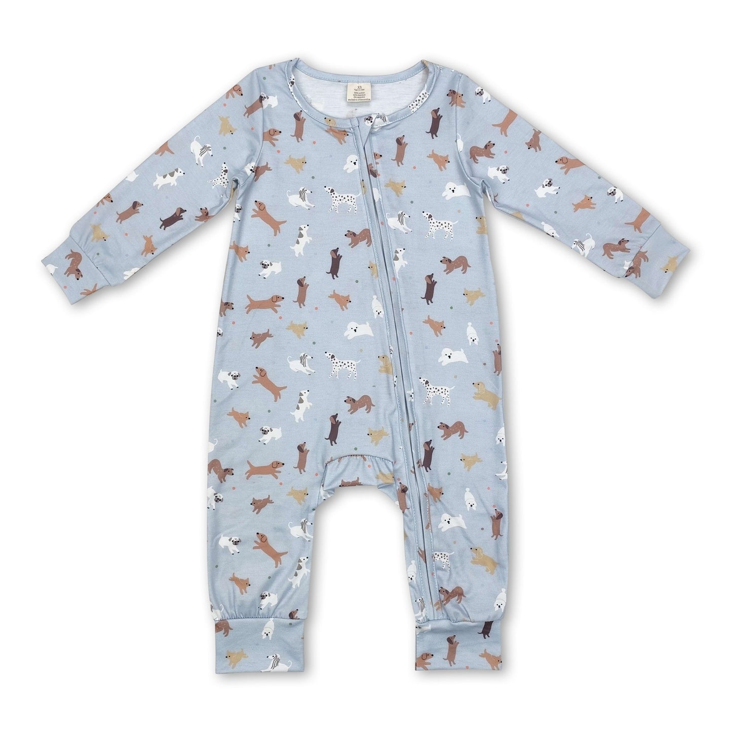 Langarm-Strampler für Baby-Jungen mit Hunde-Print und Reißverschluss