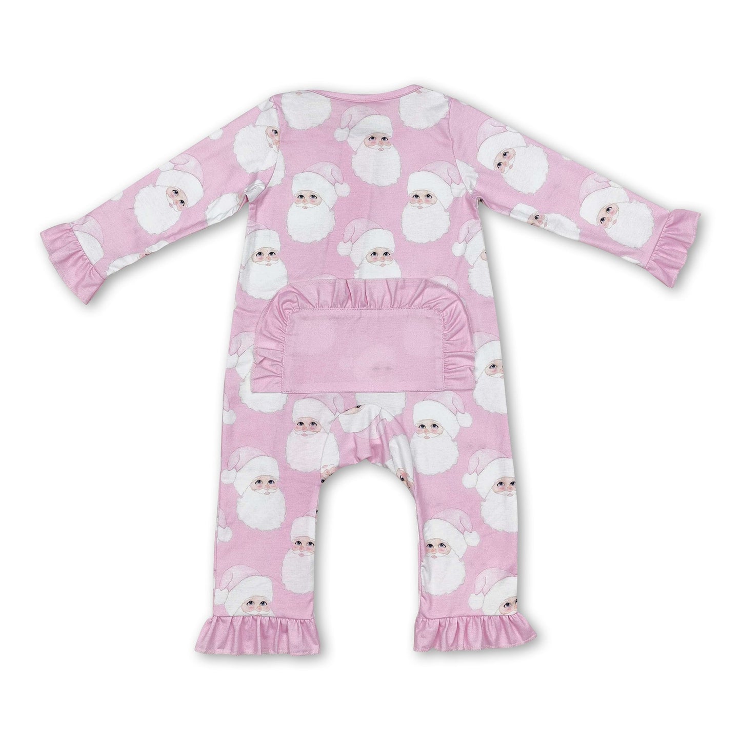 Pinkfarbener Weihnachtsstrampler mit Rüschen und Reißverschluss für Baby-Mädchen