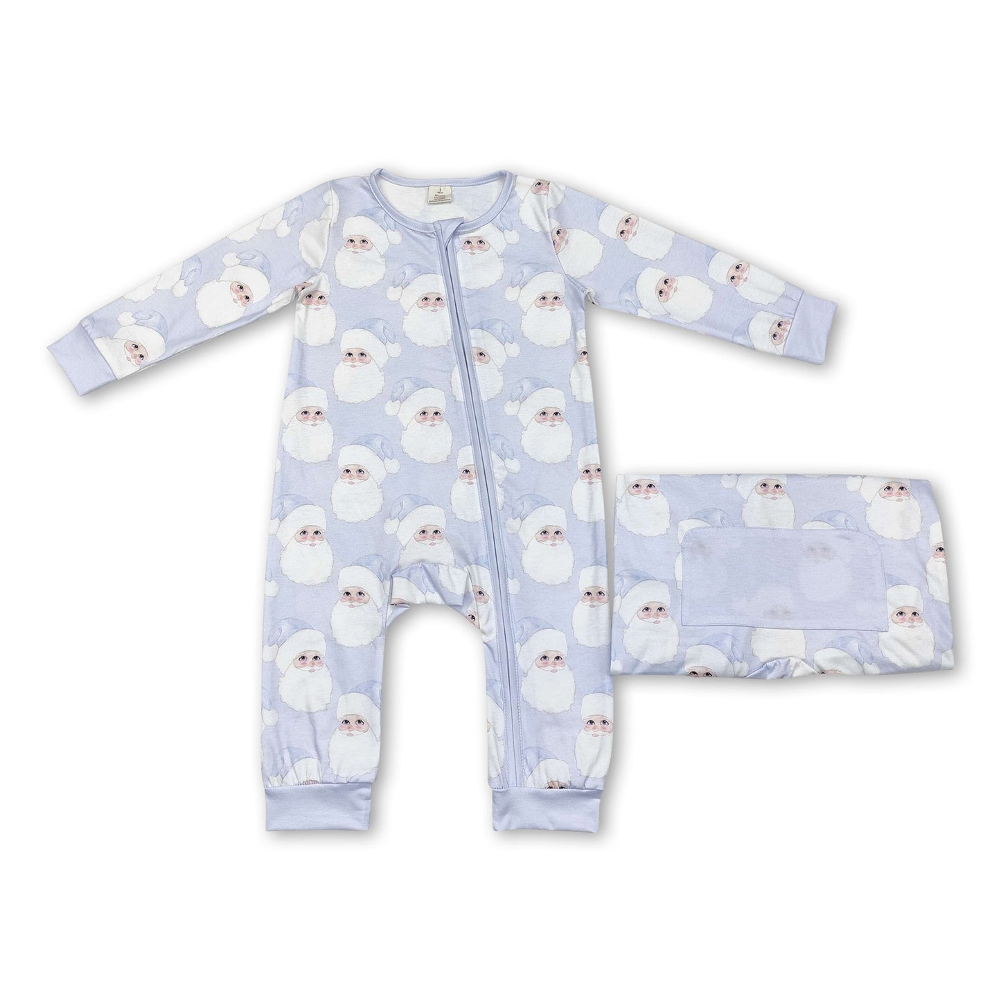 Hellblauer Weihnachtsstrampler für Babys mit Reißverschluss