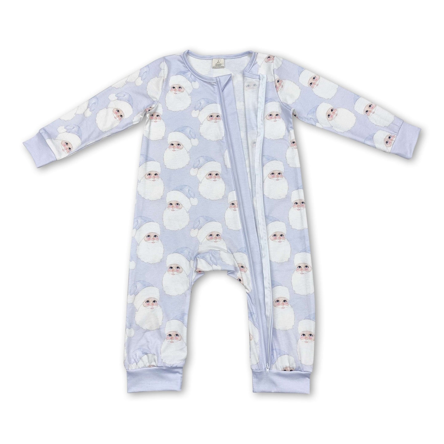 Hellblauer Weihnachtsstrampler für Babys mit Reißverschluss