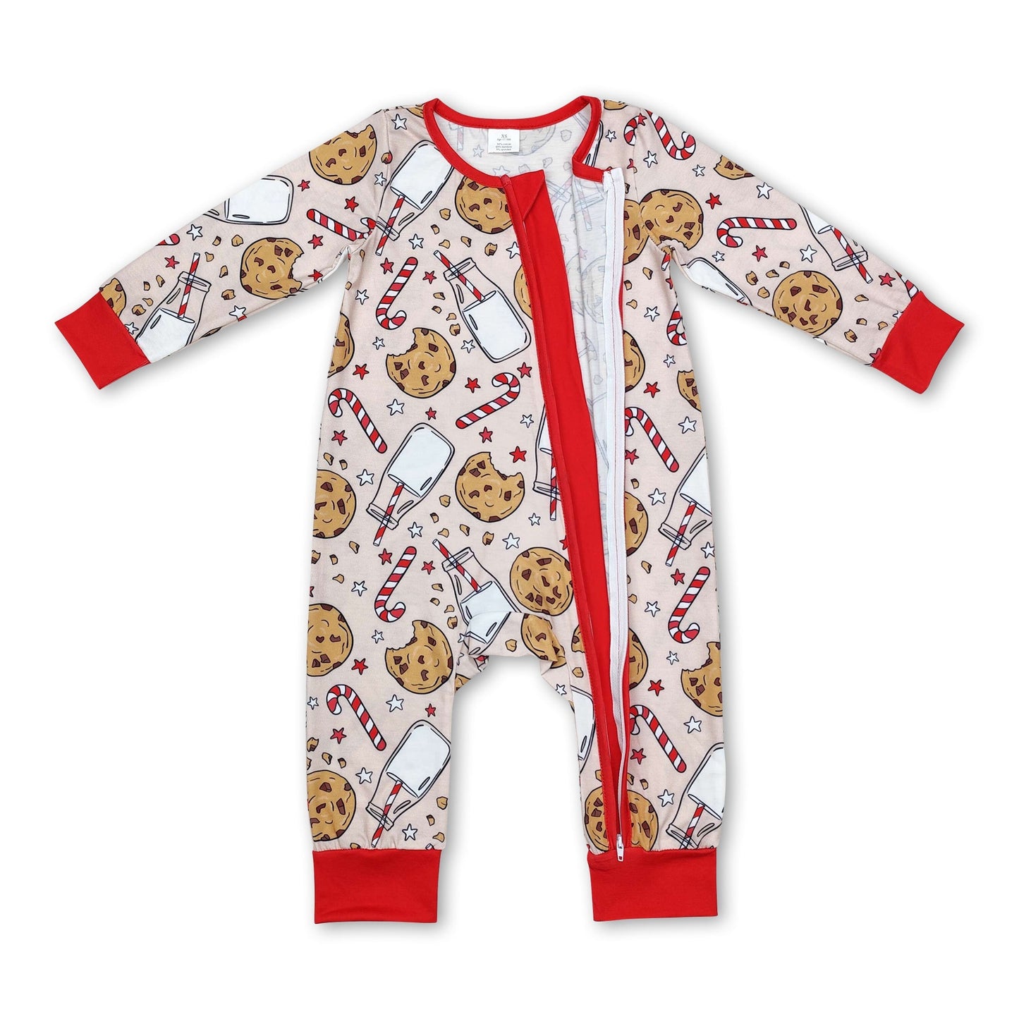 Kekse-Milch-Zuckerstangen-Baby-Kinder-Weihnachtsreißverschlussstrampler