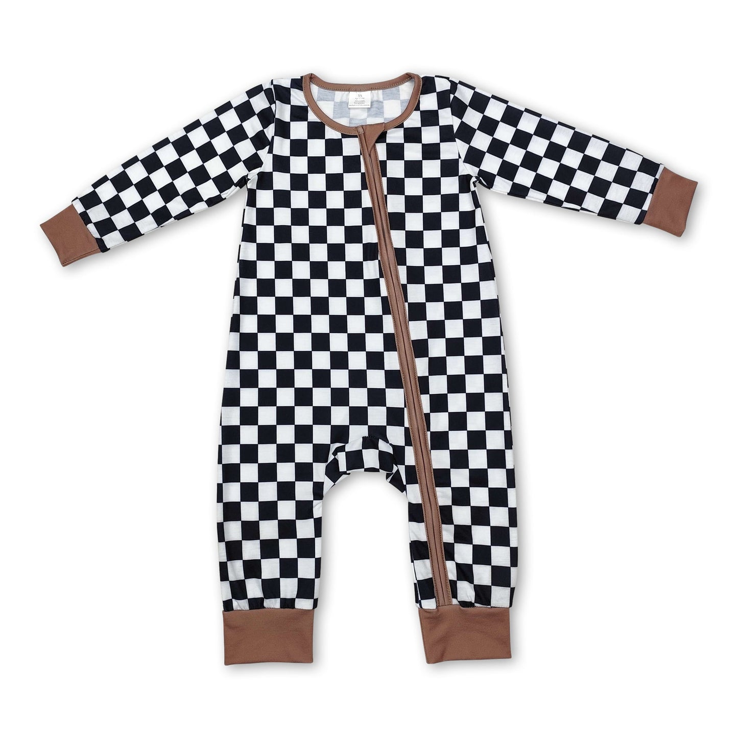 Langarm-Overall für Babys und Kleinkinder mit Reißverschluss und Karomuster
