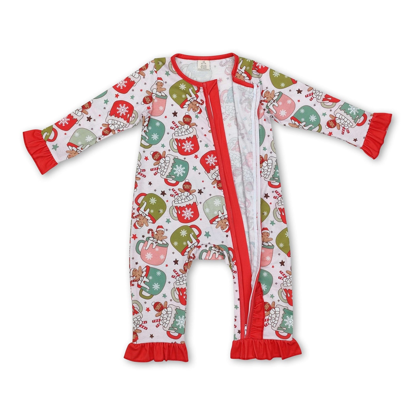 Langärmeliger Lebkuchen-Strampler mit Reißverschluss für Baby-Mädchen zu Weihnachten
