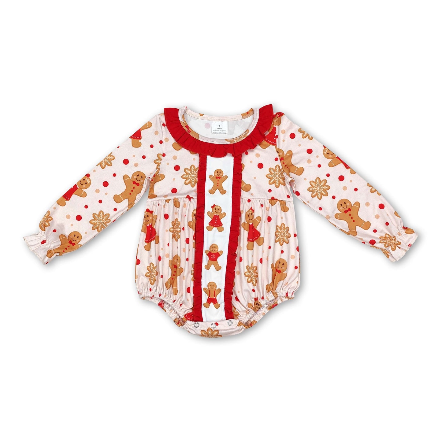 Langarm-Lebkuchen-Baby-Mädchen-Weihnachts-Strampler