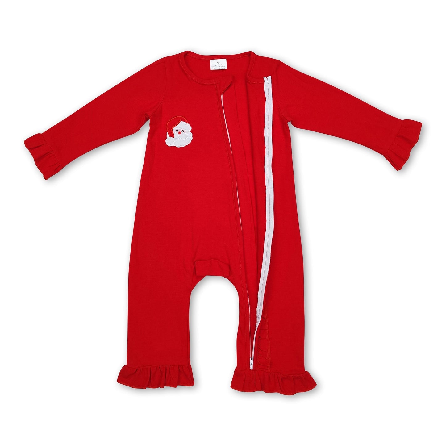 Nikolaus Stickerei Ho Ho Ho Baby Mädchen Reißverschluss Weihnachts-Strampler
