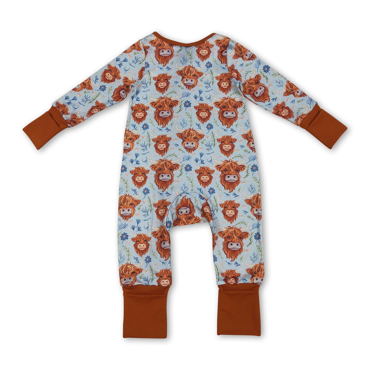 Highland Kuh Blumen Western Strampler mit Reißverschluss für Baby-Mädchen