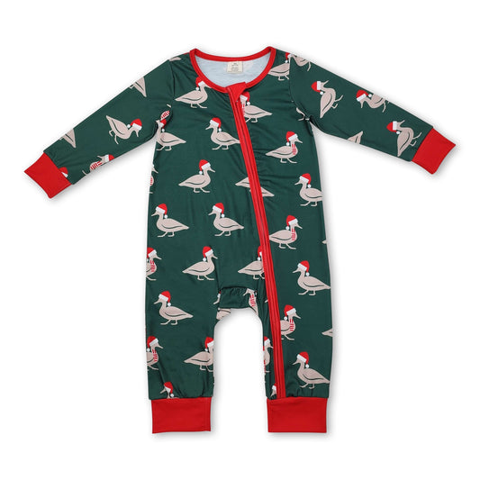 Grüner Weihnachtsmann-Enten-Strampler für Baby-Jungen mit Reißverschluss