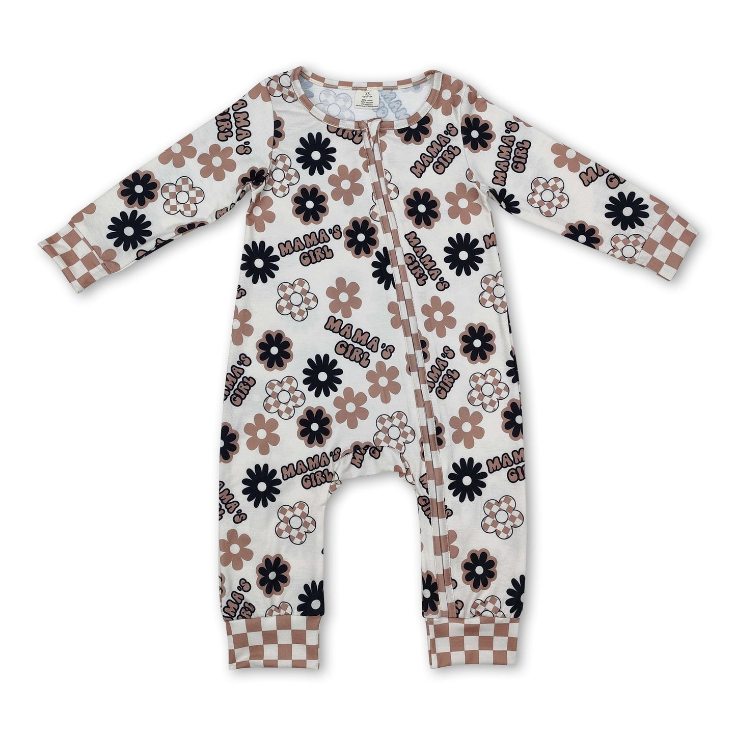Mama's Girls geblümter karierter Baby-Strampler mit Reißverschluss