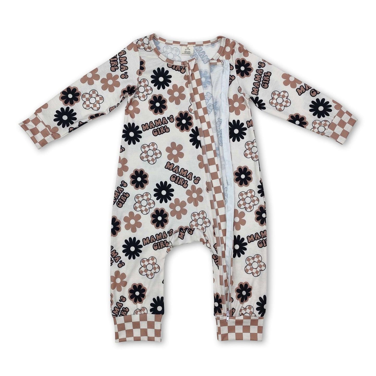 Mama's Girls geblümter karierter Baby-Strampler mit Reißverschluss