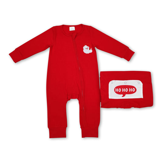 HO HO HO roter Weihnachtsstrampler für Babys mit Reißverschluss