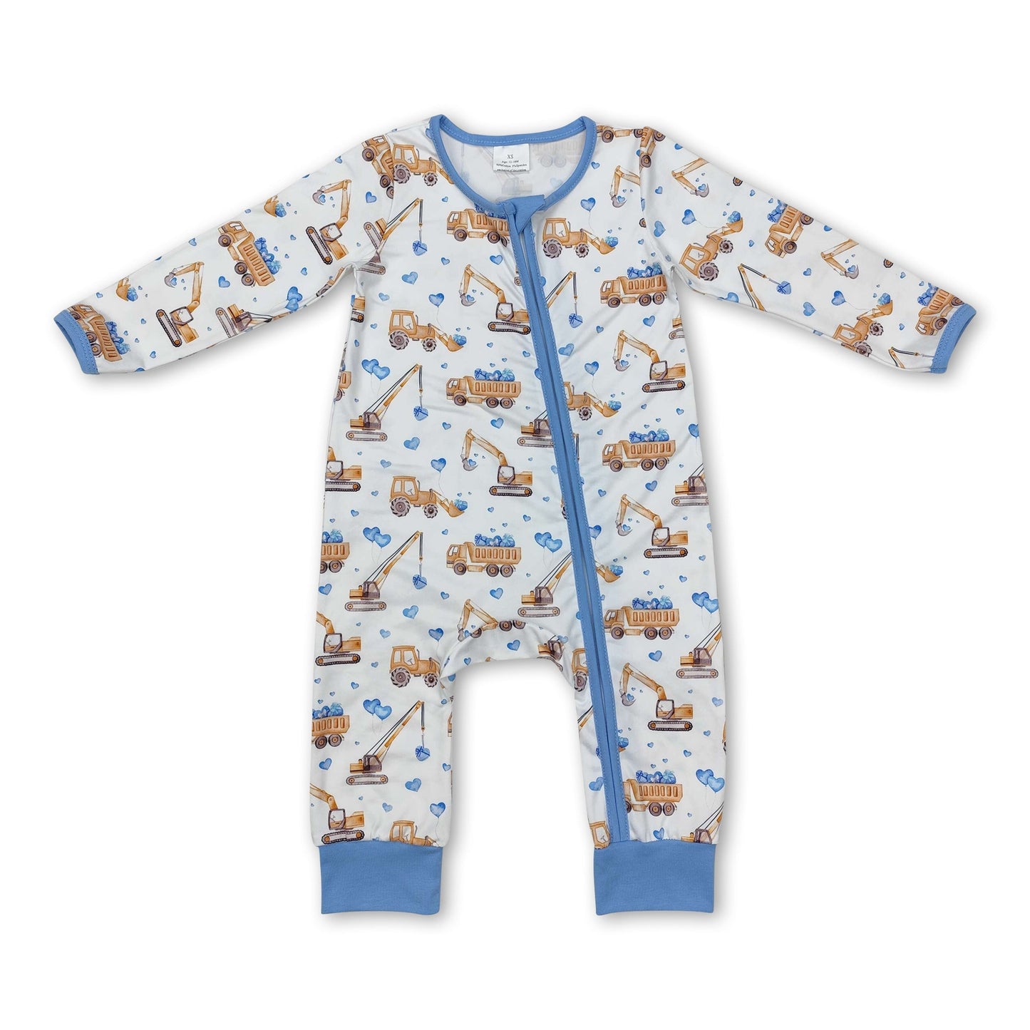Hellblaue Herz-Konstruktionen Baby Jungen Valentins-Strampler