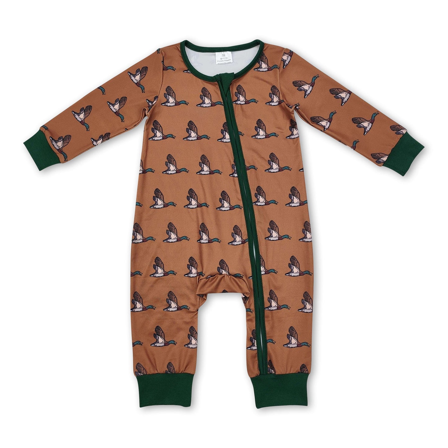 Enten-Langarm-Baby-Kinder-Jagd-Reißverschluss-Strampler